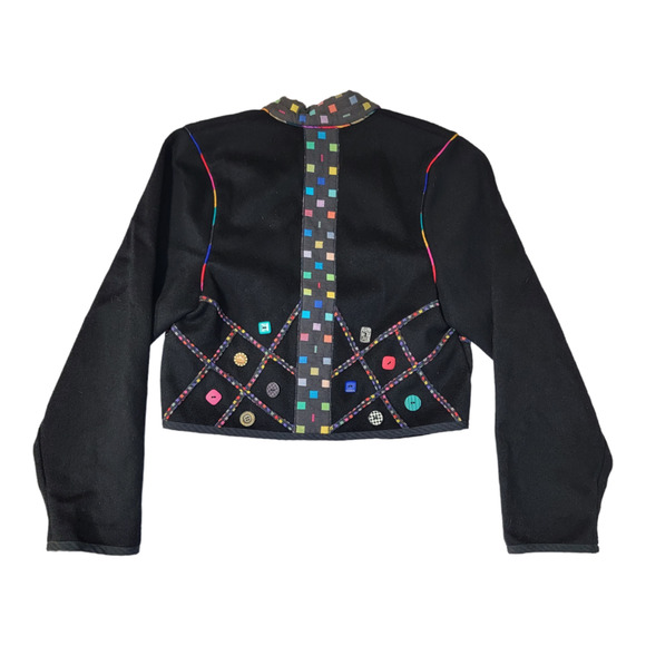Lynn Murray Women's Funky Button Mixed Media Blazer Jacket Black Size Medium - Picture 6 of 10